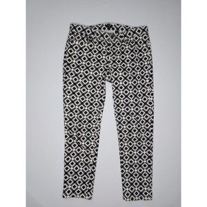 J CREW Womens Jeans Size 29 Black White Geometric triangle Stretch Printed
